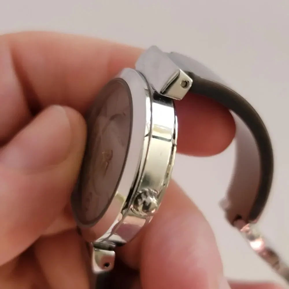 Anne Klein Womens Watch Silver Case Gray Dial Stainless Bangle Bracelet Quartz